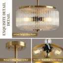 3-Light Gold Semi Flush Mount Ceiling Light, 11.8" Modern Hallway Light Fixtures Ceiling Mount with Ribbed Clear Glass Shade, Bright Close to Ceiling Lamp for Bedroom/Kitchen/Entryway/Dining Room