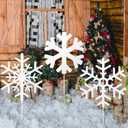 3 Pcs Large Christmas Snowflake Yard Signs Metal Snowflake Garden Stakes Xmas Winter Lawn Decorations Outdoor White Decorative Yard Decoration with Stake for Christmas Holiday Decor
