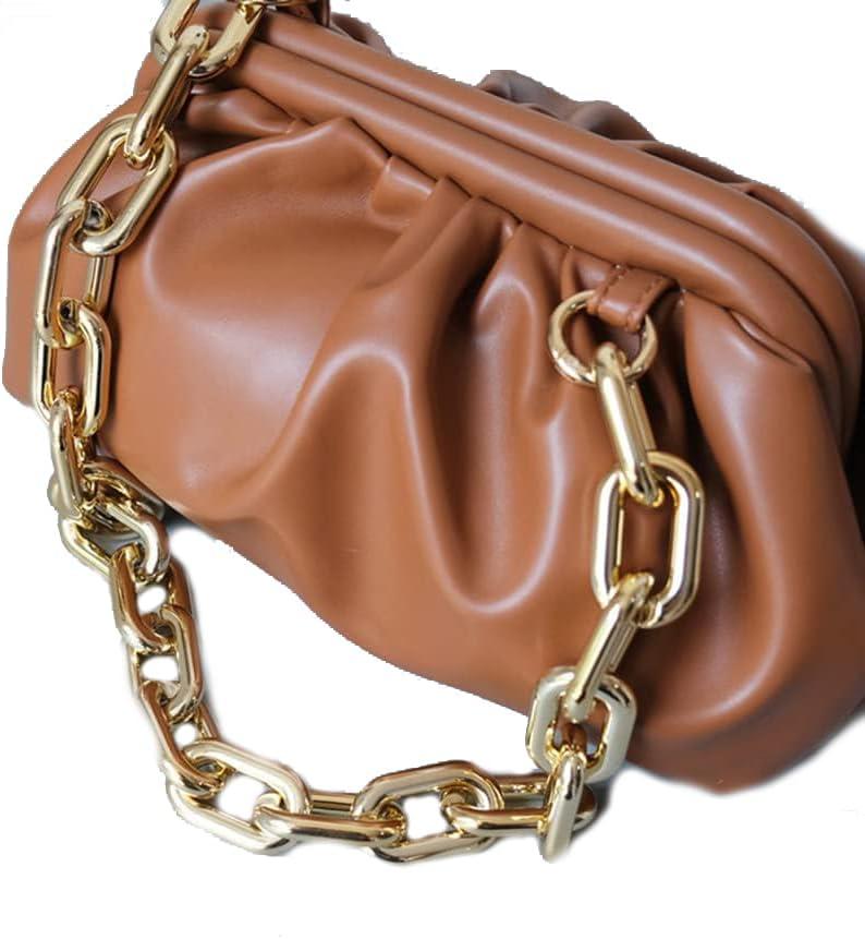 Chargances Heavy Chunky Bag Chain Strap Mental Handbag Purse Chain Thick Paperclip Bag Chain Replacement Shoulder Handle Chain Accessories with Metal Buckles for Women and Girls (Gold)