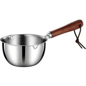10oz Mini Saucepan Butter Warmer Pot Stainless Steel, Small Milk Coffee Chocolate Melting Pan, Food Grade Baby Food Warmer with Dual Spouts