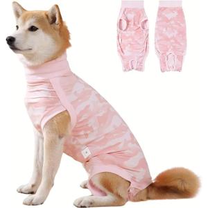 Coppthinktu Dog Onesie for Surgery Female, Breathable Dog Surgery Spay Recovery Suit, Dog Cone Alternative, L Size, Pink, Polyester Blend