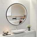 boldmonkey Black Round LED Mirror for Bathroom, 32 Inch Frame Circle Mirror with Light, Stepless Dimmable Vanity Mirrors for Wall, Anti Fog, Memory, Shatterproof