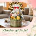 Weysat 6 Set Baskets for Gifts Empty Graduation DIY Bulk Large Woven Bamboo Gift Basket Kit with Handle Bow Wrap Bag to Fill for Father's Day Wedding Birthdays Party Wrapping (Green)