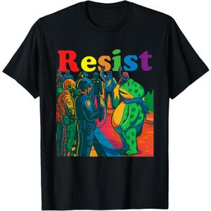 Frogs Resist Portland Frog Protest Vintage Activist Freedom T-Shirt, Extra Large, Black 