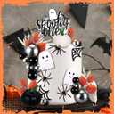 Rtteri 33 Pcs Spooky One Cake Topper Halloween Spooky One Birthday Decorations Girls Boys Black Halloween Ghost 1st Birthday Cake Picks Ghost Bat Spider Pumpkin Decor for 1st Party Supplies
