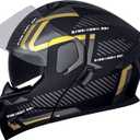 Motorcycle Helmets Modular Full Face Moped Helmet,DOT Approved Modular Flip-Up Dual Visor Motorcycle Full Face Helmet for Adults Men & Women (Small, GOLD)