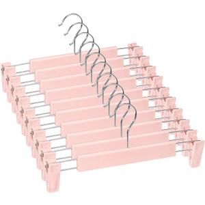 10 Pack Skirt Hangers, PantsHangers with Clips360  Swivel Hooks Space Saving Hangers for Pants, Skirts, Clothes, JeansPink