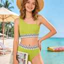 Weixinbuy Girls Swimsuit Two Piece Bathing Suit for Teens 12-14 Color Block Bikini Set Adjustable Straps Swimsuits Girls' Swimwear Size 12