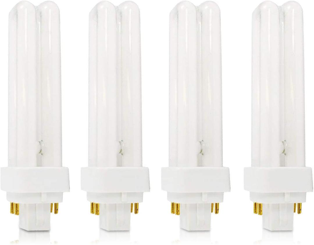 Circle (4 Pack CFL Bulbs Direct Generic Replacement for Panasonic FDS18E35/4 18W 3500K Double Tube, 4 Pin G24q-2 Base, Compact LED Light Bulbs