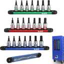 21-Piece Allen Bit Socket Set, 3/8" Drive Hex & Torx Socket Set with Magnetic Sockets Organizer Rail, S2 Steel Bit & Chrome Vanadium Steel Sockets for Professional Garages Workshop