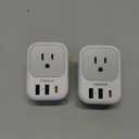 TESSAN 2 Prong to 3 Prong Outlet Adapter 2 Pack, US to Japan Plug Adapter with 4 Outlets 3 USB (1 USB C PD 20W), Outlet Adaptor US to Japan China Mexico Philippines Canada Peru Thailand Vietnam