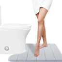 Yimobra Memory Foam Toilet Bath Mat U-Shaped, Commode Contour Rug, Soft and Comfortable, Super Water Absorbent, Non-Slip, Thick, Machine Wash Bathroom Commode Contour Rug, 24 X 20 Inches, Silver