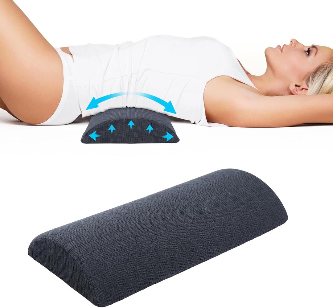 Cozyhealth - 2.95" H*18.7" L - Soft Small Lumbar Pillow for Sleeping, Memory Foam Back Lumbar Support Cushion for Lower Back Pain Relief Bed Waist Sleep Support Pillow for Side, Back(Dark Grey, Small)