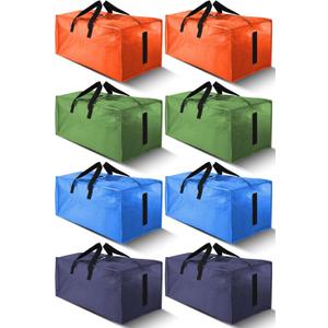8 Pack Large Strong Moving Bags with Zippers & Carrying Handles - Water-Resistant - Heavy Duty Storage Tote for Space Saving, Fold Flat, Alternative to Moving Box (Multicolored)