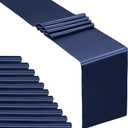 SiinvdaBZX 12 Pcs Satin Table Runner 12 x 108 inches Long, Navy Blue Bright Smooth Satin Wedding Table Runner Decorations for Birthday Parties, Buffet, Banquets, Graduations, Engagements