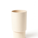 White Ceramic Flower Vase, Decorative Vase for Pampas Grass, Ribbed Vases for Decor, Boho Vases for Living Room, Office, Mantel, Shelf, Dinning Table