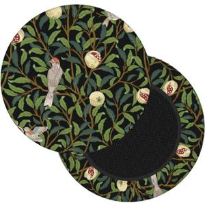 Vintage Birds Round Bar Stool Cover 13 Inch, Soft Breathable Velvet Chair Seat Cushion Slipcover for Cafe Restaurant Hotel Bar