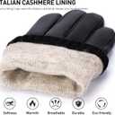 BISON DENIM Sheepskin Leather Gloves for Men, Winter Warm Touchscreen Gloves with Cashmere Lining, Driving Motorcycle Gloves (Large, Black)