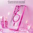 Meifigno Case Designed for Samsung Galaxy S25 Ultra 6.9 inch, [Compatible with MagSafe] [2X HD Screen Protectors] [Glitter Card & Wrist Strap] Full Lens Protection Case for Galaxy S25 Ultra, Hot Pink