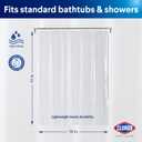 Clorox Shower Curtain Liner, Premium Lightweight Durable Waterproof 4g PEVA for Bathroom with Weighted Magnets, Standard Size 70" x 72", Clear 2 Pack
