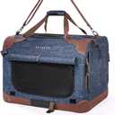 Extra Large Cat Carrier Soft Sided, Portable Small Dog Carrier for 2 Cats, 24"x16.5"x16" Car Travel Folding Comfortable Design, Navy