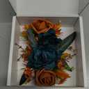 Serwalin Set of 2 Boutonniere for Men, 6-7inch Corsage Groom and Best Man Boutonnieres for Wedding Prom Ceremony Anniversary Party Cake Topper, Teal Orange