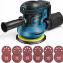 5 Inch Cordless Orbital Sander for Makita 18v Battery (NOT Included), Electric Palm Random Orbit Sander with Dust Collector, 6 Variable Speeds, 24Pcs Sandpaper for Sanding Polishing Wood