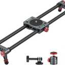 NEEWER 16in/40cm Carbon Fiber Camera Slider with 360 Ball Head/Phone Clamp/Action Camera Mount, Dolly Rail Track with 4 Bearings & Adjustable Legs, Compatible with GoPro Insta360 iPhone Android, CS1M