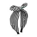 ASVP Shop Beetle Pattern Black & White Striped Headband with Green Accent Bow - For Halloween Costume
