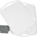 Large Melamine Serving Tray with Handles, 17.5 x 12 in Rectangular Melamine Serving Platter, Dishwasher Safe Trays for Eating, Appetizer, Charcuterie, Snack, Fruit, Desserts, Set of 2, White
