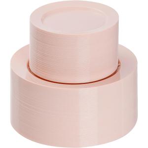 Goodluck 200PCS Disposable Pink Plastic Plates, Heavy Duty Disposable with 100 10.25 inch and 100 7.5 inch Dessert Plates for Party, Wedding, Baby Shower, Valentines Goodluck 200PCS Disposable Pink Plastic Plates, Heavy Duty Disposable with 100 10.25 inch and 100 7.5 inch Dessert Plates for Party, Wedding, Baby Shower, Valentines