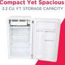 Frigidaire Retro Compact Refrigerator with Chiller, 3.2 cu ft Countertop Fridge, Built-In Bottle Opener, Rounded Corners, Premium, for Office, Bedroom, Dorm Room, Cabin, 18.5D x 20W x 31.5H (White)