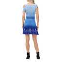 Bemeiren Women's Ugly Christmas Dresses 3D Print Irregular Short Sleeves Scoop Neck Midi Dress for Xmas Holiday Party Glacier Blue
