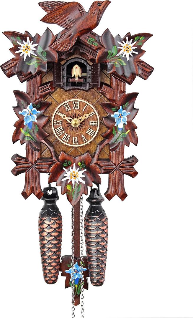 HerrZeit by Adolf Herr Quartz Cuckoo Clock - Alpine Flowers AH 40/ 8 QM