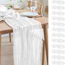 Asee'm 12pcs Cheesecloth Table Runner 120 Inches Long Ivory Boho Gauze Cheese Cloth Runner 10FT Rustic Sheer Table Runners for Christmas Wedding Party Baby Shower Spring Easter Decoration
