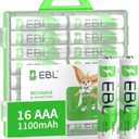 EBL Rechargeable AAA Batteries (16-Counts) Ready2Charge 1100mAh 1.2V Ni-MH Battery