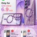 Meifigno Magnetic Case Designed for Samsung Galaxy S26 Ultra 6.9", [Compatible with MagSafe] [Removable Glitter Card & Wrist Strap], Surround Lens Protection Case for Galaxy S26 Ultra, Cobalt Violet