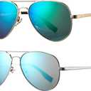 HJSTES Polarized Aviator Sunglasses for Women Men Classic Metal Shades Mirror Lens 100% UV Blocking, 58mm (2 Pack(silve/Blue Mirror, Gold/Green Mirror))