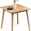 OGMILL 27.6" Small Square Dining Table for 2, Space-Saving Natural Kitchen Dinner Table Rustic Wood Mid Century Modern Table with Solid Wood Leg for Small Spaces