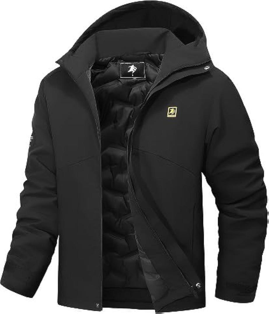 Men's Warm Winter Coats Waterproof Ski Jacket Windproof Snow Coat Mountain Windbreaker Hooded Raincoat (Small, Black)