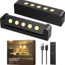 LED Spotlights Indoor, 5500mAh Rechargeable 300 Lumen Spot Lights Indoor, Wireless Uplights with Daily Auto TimerDimmable, Picture Lights for Plants Display Painting Artwork (2 Pack, Black)