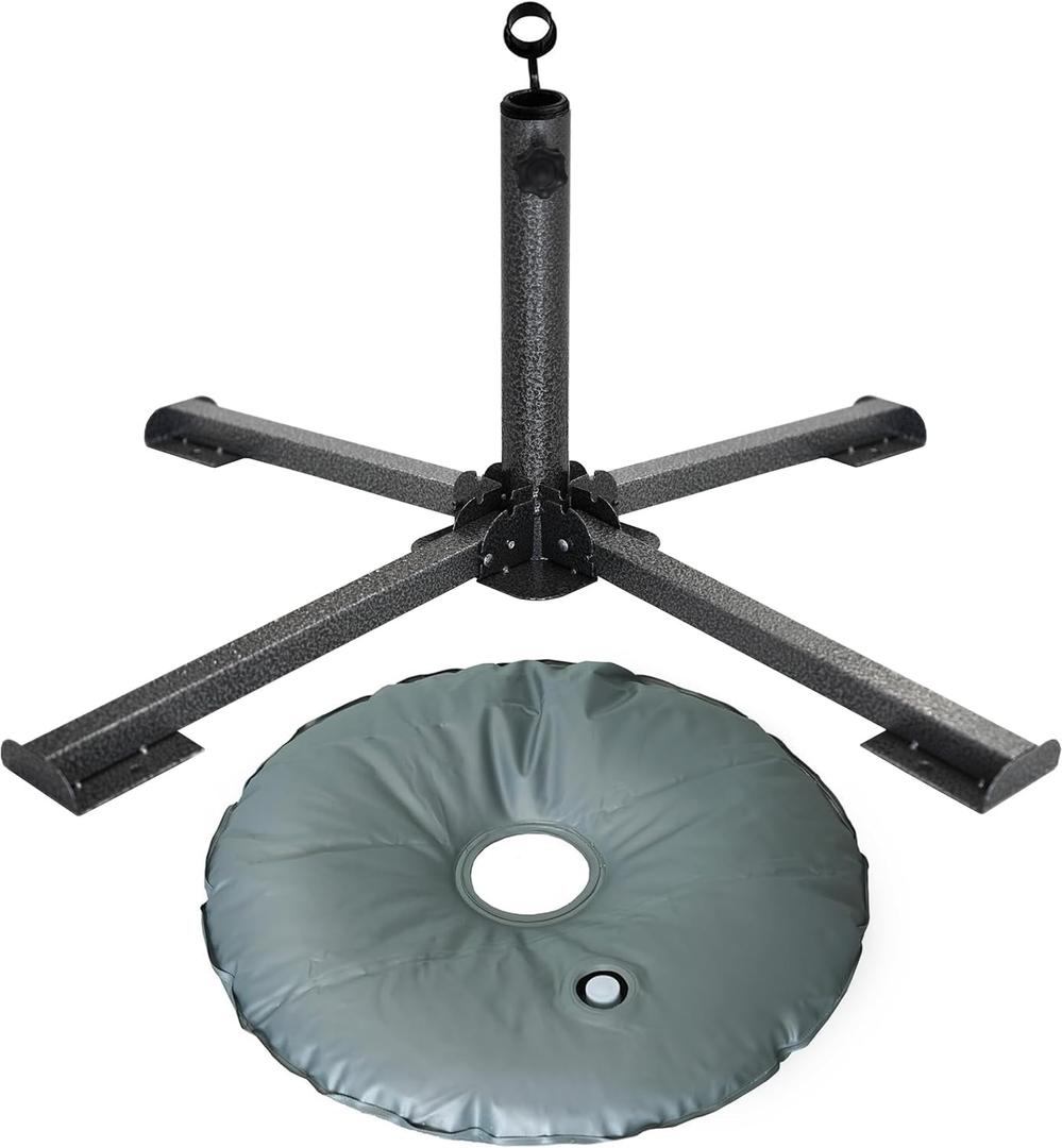 AMMSUN Foldable Portable Beach Umbrella Stand-Portable Patio Umbrella Base Holder,Iron Patio Umbrella Stand for Courtyard,Garden,Beach,Grass (Black)