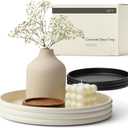 KIVY Round Decorative Concrete Tray 11x1,5 Inch - Modern Circle Coffee Table Tray - Home Decor Flat Bowl for Livingroom & Bedroom - Bandejas Decorativas - Circle Coffee Table Centerpiece (Cream)