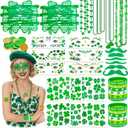 2 x DPKOW 61Pcs St Patricks Day Accessories, Shamrock Glasses Necklaces Wristbands Lcuky Clover Temporary Tattoos Beard Lcuky Coins St Patty's Day Accessories Decorations Irish Party Favors Gifts