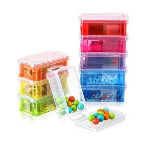 Sepamoon 9 Piece Small Plastic Storage Box with Lid Colorful Translucent Stackable Tool Storage Case Mini Sewing Box Organizer Plastic Organizer Container for Stationery, Jewelry, and More