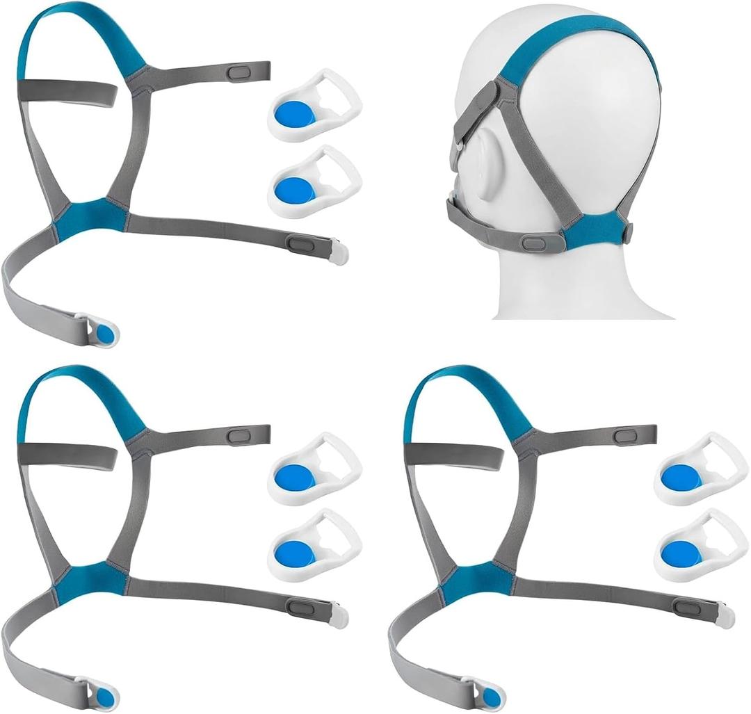3 Pack Replacement F40 Headgear & 3 Pairs Magnetic Clips Compatible with ResMed AirFit F40 CPAP Mask, Adjustable Full Face Mask Headgear Strap with Enhanced Clips Accessories Supplies