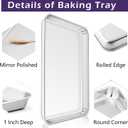 TeamFar Toaster Oven Pan Set of 2, Stainless Steel Toaster Oven Baking Tray Ovenware, 12.5x 9.5x1, Non Toxic & Healthy, Rust Free & Mirror Finish, Easy Clean & Dishwasher Safe