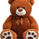 HollyHOME Teddy Bear Stuffed Animal Plush Giant Teddy Bears with Footprints Big Bear 36 inch Brown