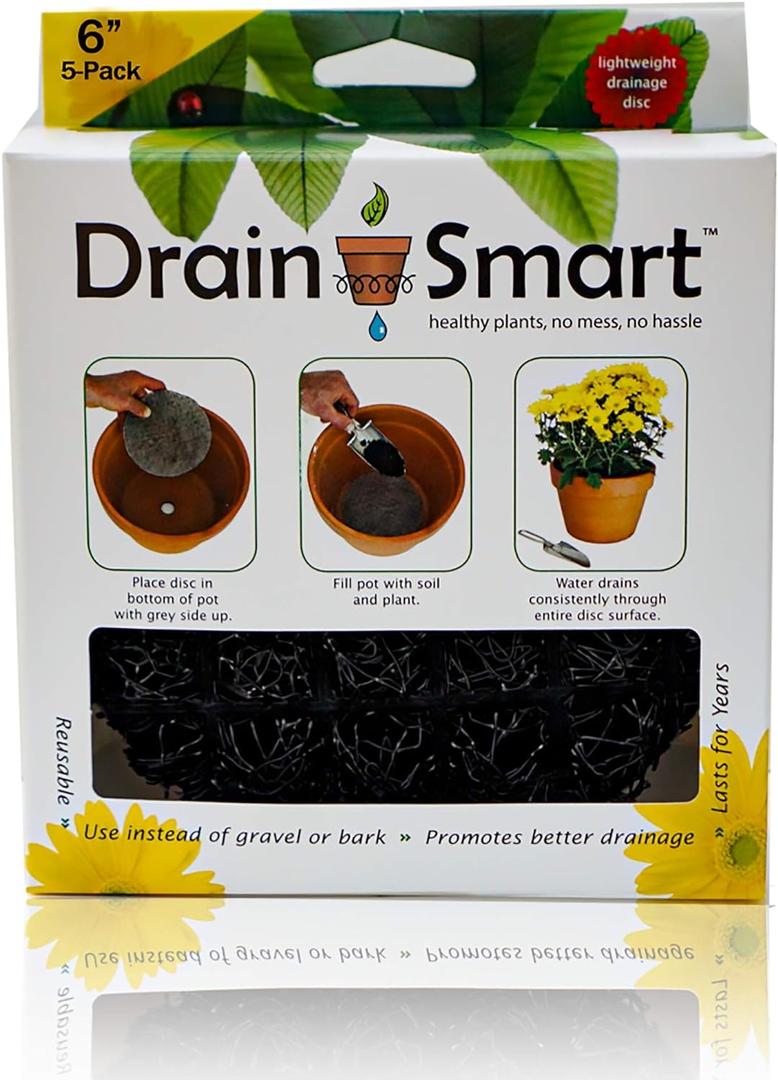 6 5-Pack Drainage Discs - Perfect for Indoor/Outdoor Potted Plants | Container Gardening | Planter Liners Minimize Root Rot | Made in The USA