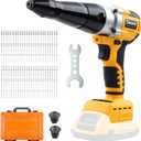 Cordless Rivet Gun Electric Compatible with Dewalt 20V Max Battery, Brushless Cordless Rivet Tool Kit, Pop Rivet Gun with 3 Size (1/8", 5/32", 3/16") Rivets & Rivet Head, Led Light (Tool Only)